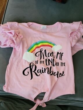 Pink Girls' Rainbow Tie-Front Tee